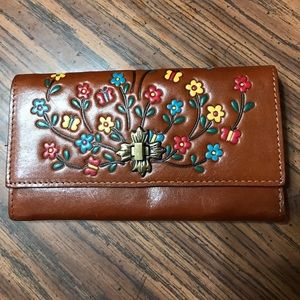 Patricia Nash Hand Painted Floral Teresa Tri-Fold Wallet
